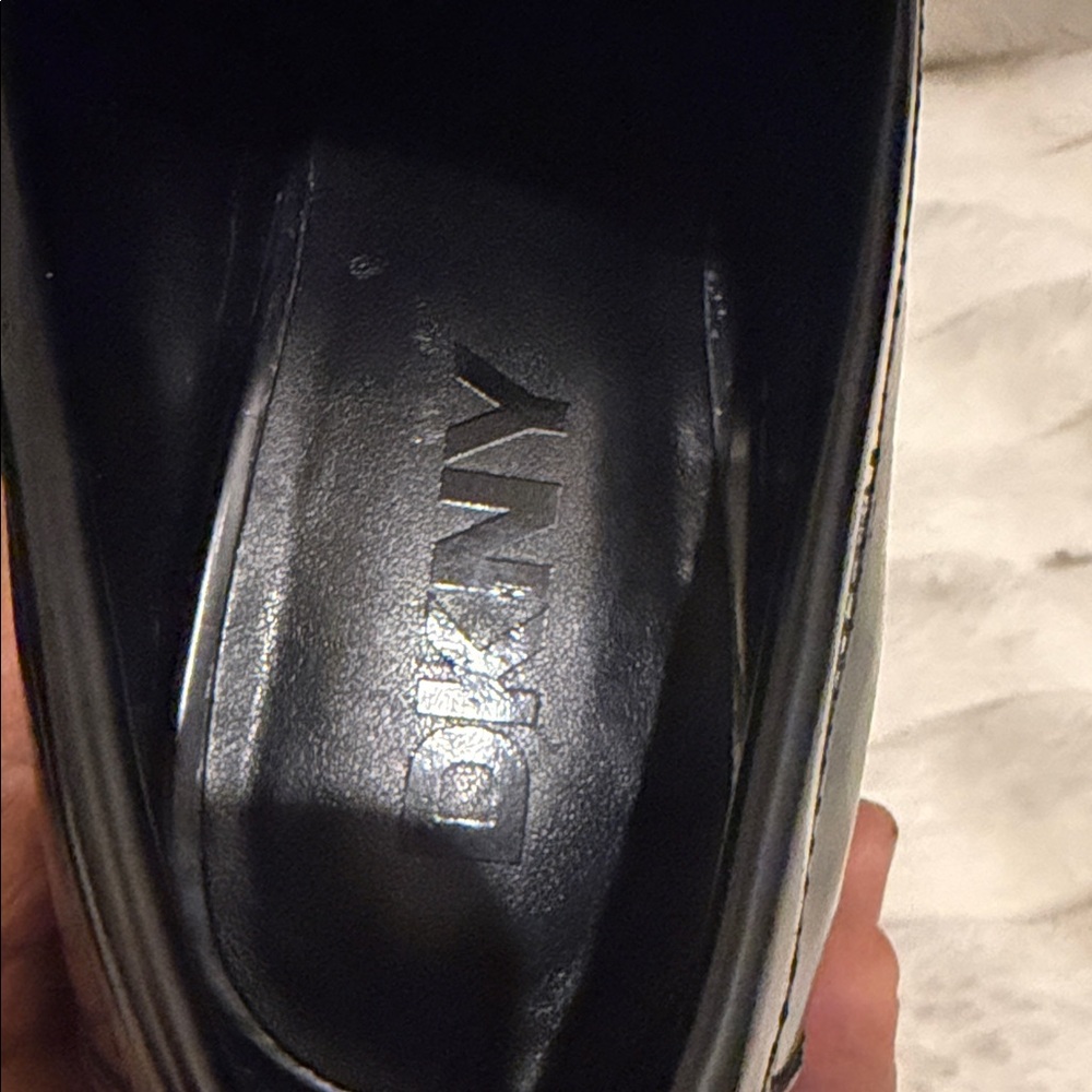 DKNY Glossy Black Platform Loafers - Picture 6 of 9